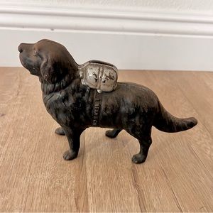 Antique “ I Hear A Call “ Cast Iron Bank Saint Bernard Copyright July‎ 20th 1900